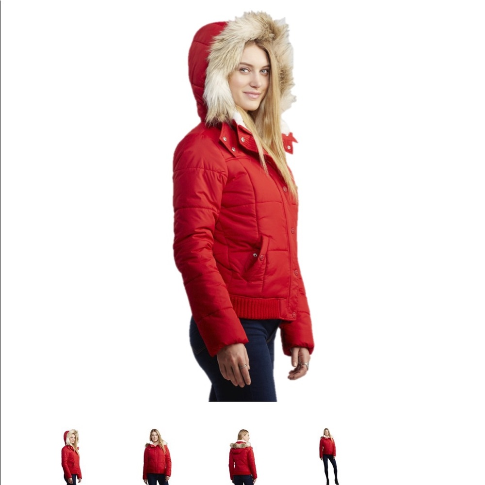 Aeropostale womens faux fur trimmed puffer jacket